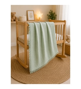 %100 Pamuk 4 Katlı Püsküllü Muslin Bebek Battaniyesi, Çok Amaçlı Muslin Ört