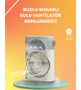 Mini Klima Fan  Usb'li, 7 Renk Gece Işığı, 3'ü 1 Arada Fonksiyon
