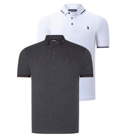 İKİLİ SET T8586 DEWBERRY ERKEK T-SHIRT-BEYAZ-ANTRASİT (Beyaz - Antrasit)