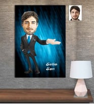 Kişiye Özel Karikatür Baskılı Ahşap Tablo Öğretmen Erkek-7 30x40