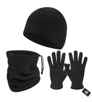3'lü Kışlık Set Polar Bere, Eldiven, Boyunluk -  Warm - Siyah - (SBLN.008)