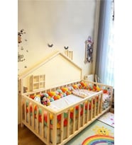 Loolpi Home Unisex Montessori Bebek ve Çocuk Karyolası Doğal Ahşap Yatak