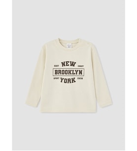 LCW baby Bej Nyc Baskılı Erkek Bebek Tişört