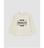 LCW baby Bej Nyc Baskılı Erkek Bebek Tişört