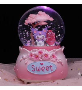 Sanrio kuromi Büyük Boy Püskürtmeli Müzikli Işıklı Kar Küresi
