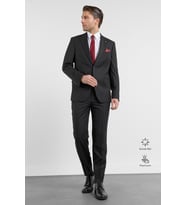 Siyah Mono Yaka Düz Desen 6 Drop Comfort Fit Esnek Bel Takım Elbise 1001260151