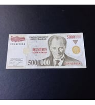 7.Emisyon 5 Milyon Türk Lirası ÇÇT Eski Kağıt Para - 5000000 TL (Çok Renkli)