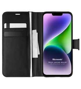 Microsonic Apple iPhone 14 Plus Kılıf Delux Leather Wallet Siyah