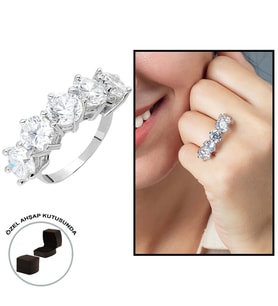 Starlight Diamond Pırlanta Montür 925 Ayar Gümüş Bayan Baget Yüzük