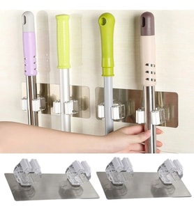 Durukar® Pratik Organizer 4lü Yapışkanlı Fırça Paspas Mop Fırça Sabitleyici Ergonomik Alet Aparatı