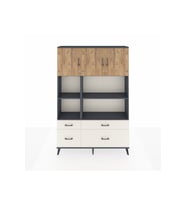 Arges Dolap 8 Raflı 4 Çekmeceli 3 Kapaklı 132x30x195 Antrasit-Çam/Aytaşı