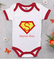 BK Kids Kişiye Özel Harfli Kırmızı Bebek Body Zıbın