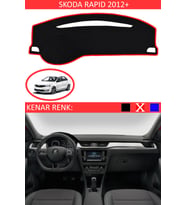 Skoda Rapid 2012+ İçin Uygun Torpido Koruma Halısı Siyah Kenar Renk Kırmızı