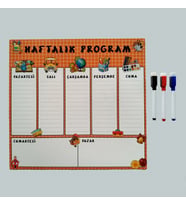 Giftsturkiye Haftalık Program Magnet Planlayıcı Okul - Silinebilir Mıknatıslı Yazı Panosu (33x32cm) + 3 Kalem GFTHED2200