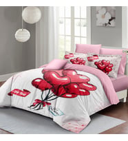 MONOHOME Sevgililer Günü Çift Kişilik Nevresim Takımı %100 Pamuk Saten Red Balls (Pembe)
