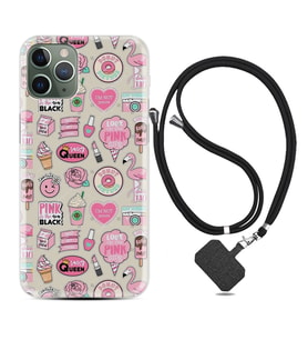 Apple iPhone 11 12 13 14 Pro Max Kılıf Boyun Askılı Silikon Donut Flamingo 1415