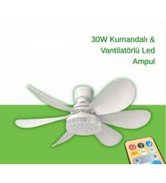 SECTRON 30W Kumandalı Vantilatörlü Led Ampul 3300 lm 3 Renk Işık E27 Dimlenebilir