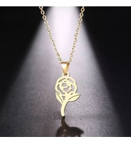 Kişiye Özel 925 Ayar Gümüş Gül Kolye (Gold)