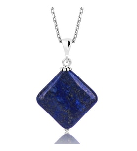Gümüş Lapis Doğal Taş Kolye (Çok Renkli)