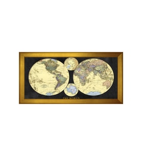 Harita Temalı Kanvas Tablo 50 x 70 cm Gold Çerçeve