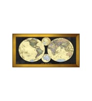 Harita Temalı Kanvas Tablo 50 x 70 cm Gold Çerçeve