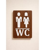 Kadın-Erkek WC Yönlendirme Levhası - Ceviz