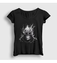 Presmono Kadın Siyah Skull Ghost Rider Hediye Motorcu T-Shirt 513762tt