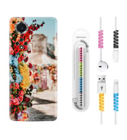 Huawei Nova Y70 Y90 Nova 9 SE  Kılıf Kablo Koruma Spiral Silikon Gerçek Çiçekler 1743