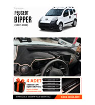 e-biz PEUGEOT BİPPER TAM KAPALI (2007-2020) Uyumlu Torpido Örtüsü, Torpido Kılıfı - Siyah-Bej - PE019