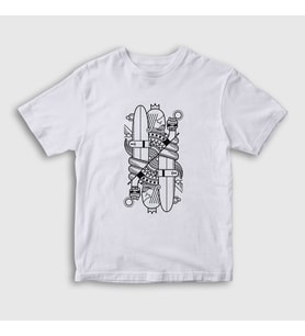 Presmono Unisex Çocuk Beyaz Surfer Kings Kral T-Shirt 289061tt