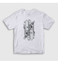 Presmono Unisex Çocuk Beyaz Surfer Kings Kral T-Shirt 289061tt