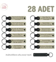 Sütlü Kahve & Siyah, Özel Mevlitleriniz İçin İsim Ve Yazı Yazılabilen 28' li Anahtarlık Set