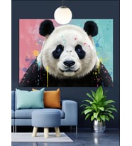 Panda Yüzü Sanat Hayvan Dekoratif Kanvas - Mdf Ahşap Tablo
