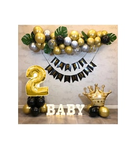 Kral Taçlı 2 Yaş Happy Bırthday Doğum Günü Seti