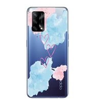 Oppo A74 Uyumlu Kalp Desenli Şeffaf Telefon Kılıfı