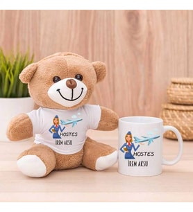 Hostese Hediye Peluş Ayıcık ve Kupa Bardak (Model 1)