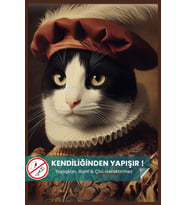 İki Renkli Kedi Poster, Statik Kağıt Premium Baskı Poster, Siyah Beyaz Kedi, Yapay Zeka Tasarım