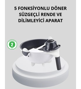 5 Fonksiyonlu Döner Rende Süzgeçli Çok Amaçlı Sebze Doğrayıcı Kaymaz Tabanlı
