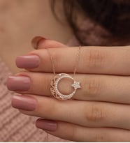 925 Ayar Rose Ayyıldız Kadın Gümüş Kolye