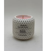 File Desenli Gül kokulu %100 doğal Soya Mumu (Beyaz)