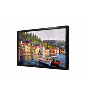 Tablosan Yalı Önünde Sandallar İstanbul Çerçeveli Cam Tablo