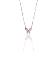 Kelebek Model Zirkon Taşlı Rose Kaplama Gümüş Kadın Kolye 201025012