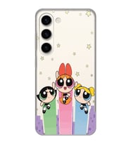 Samsung Galaxy S23 Uyumlu Powerpuff Girls Desenli Şeffaf Telefon Kılıfı