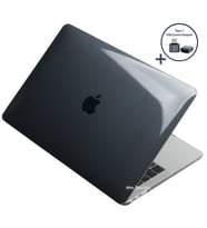 Macbook Air Kılıf 15.3 inç M2-M3, Parlak Kristal Kılıf (TouchID'li Air M2-M3) A2941 A3114 İle Uyumlu (Siyah)