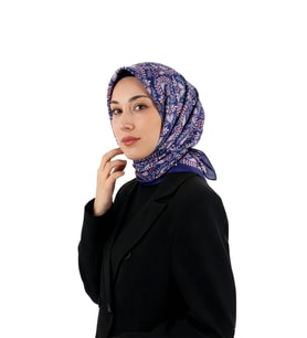 Bursa İpek Saks Başak Desen Twill İpek Eşarp