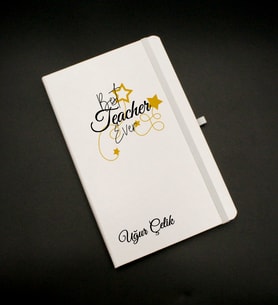 Kişiye Özel Best Teacher Ever Baskılı Beyaz Defter
