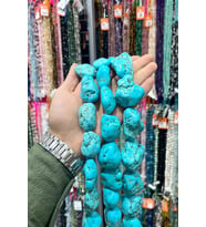Turkuaz Taşı Amorf Kesim Mavi 23x45mm Doğal Taş Dizi
