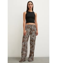 Leopar Saten Pantolon Siyah