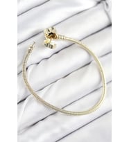 Pirinç Charm Zirkon Taşlı Yonca Model Gold Renk Kadın Bileklik 5886