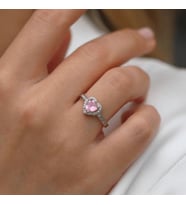 925 ayar gümüş pembe taşlı pandora yüzük